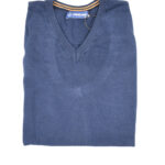 Γιλέκο αμάνικο πλεχτό μπλέ-ράφ